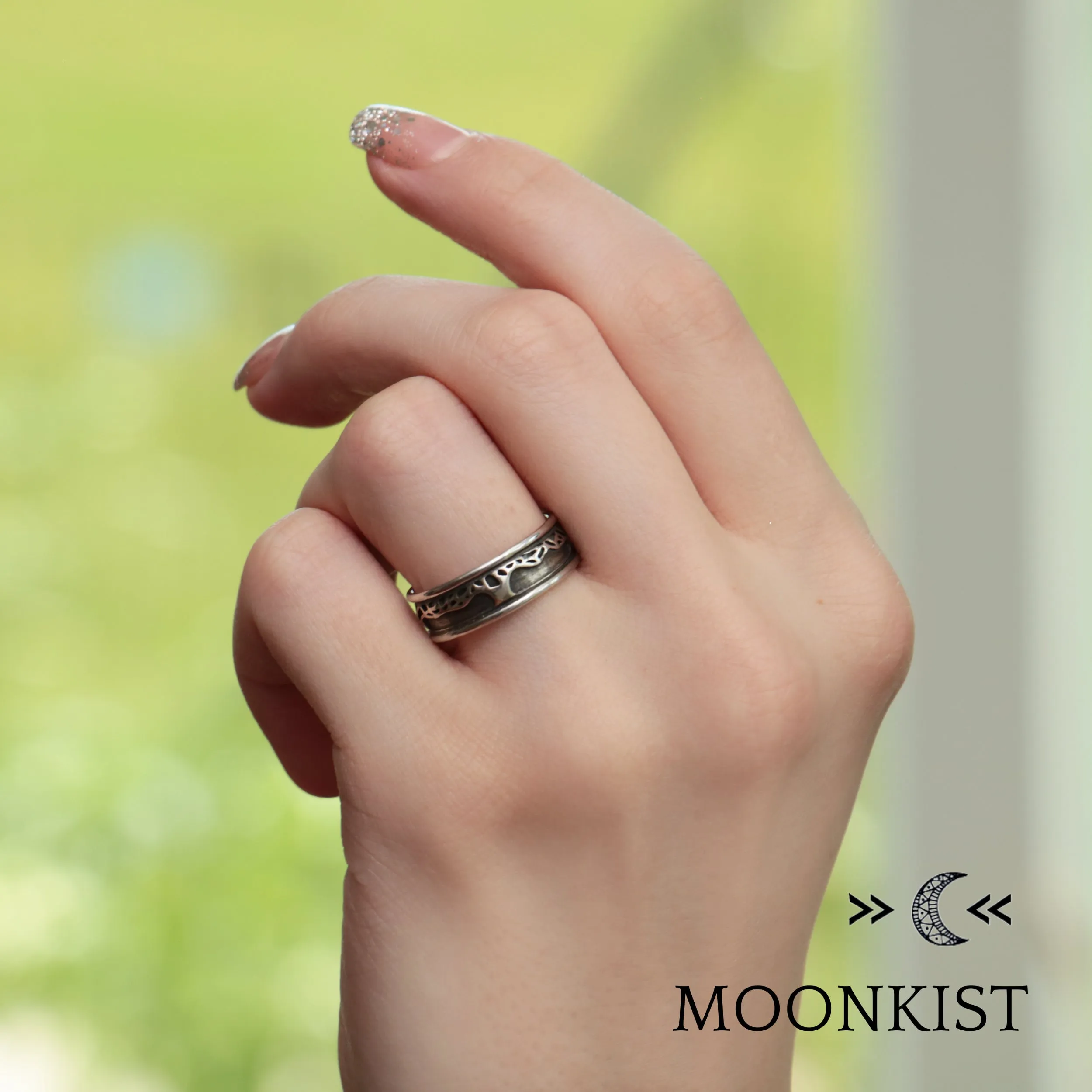 Oak Tree Wedding Band Set for Men and Women  | Moonkist Designs