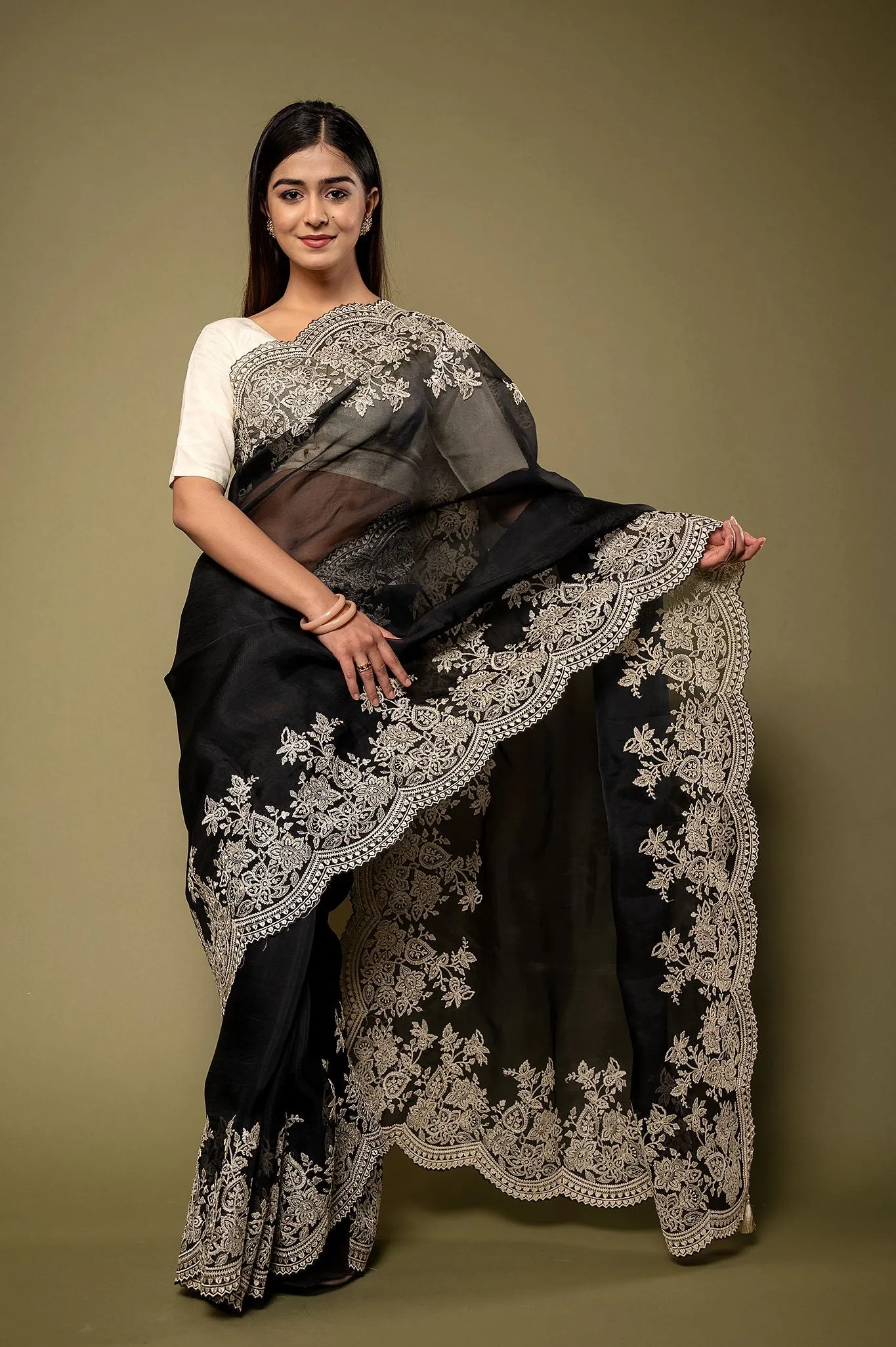 Organza Resham Work Saree