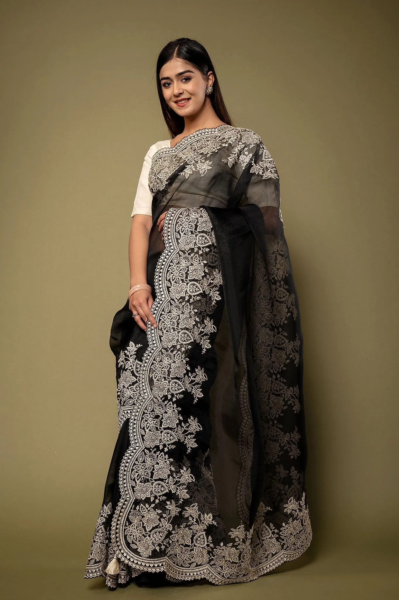 Organza Resham Work Saree