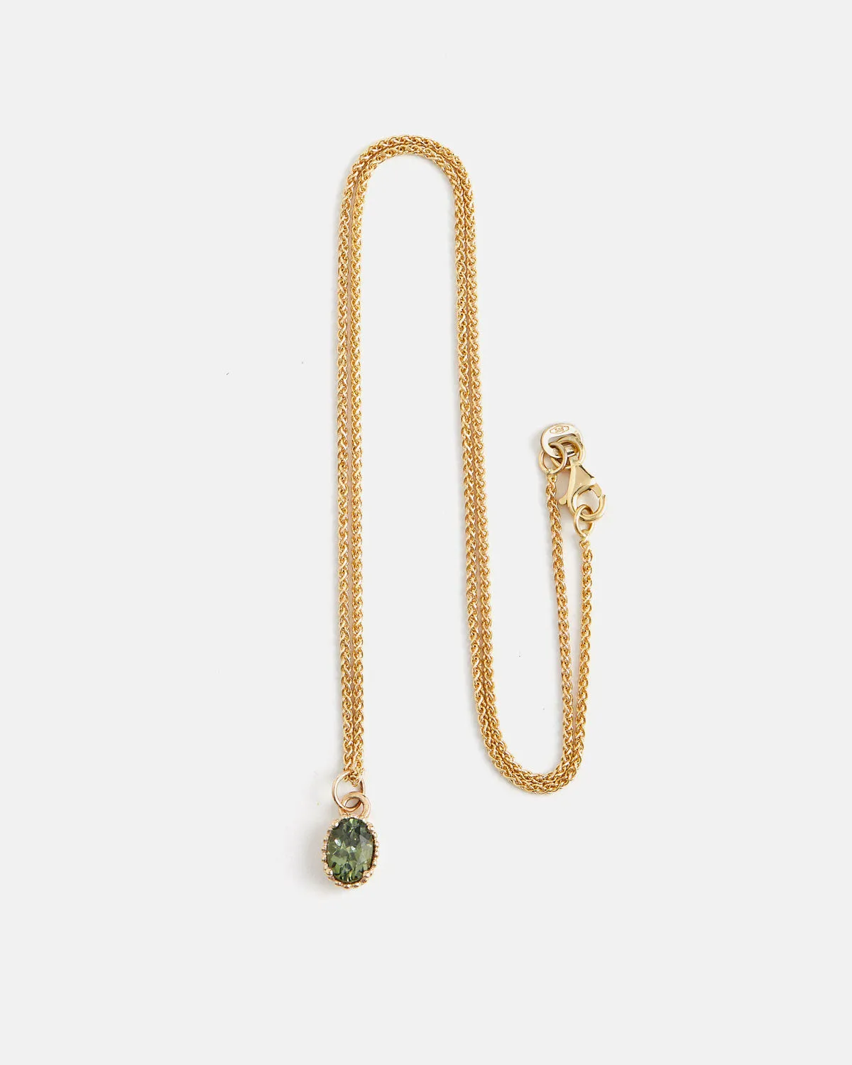 Oval Galatée Pendant in 14k Yellow Gold with Green Tashmarine