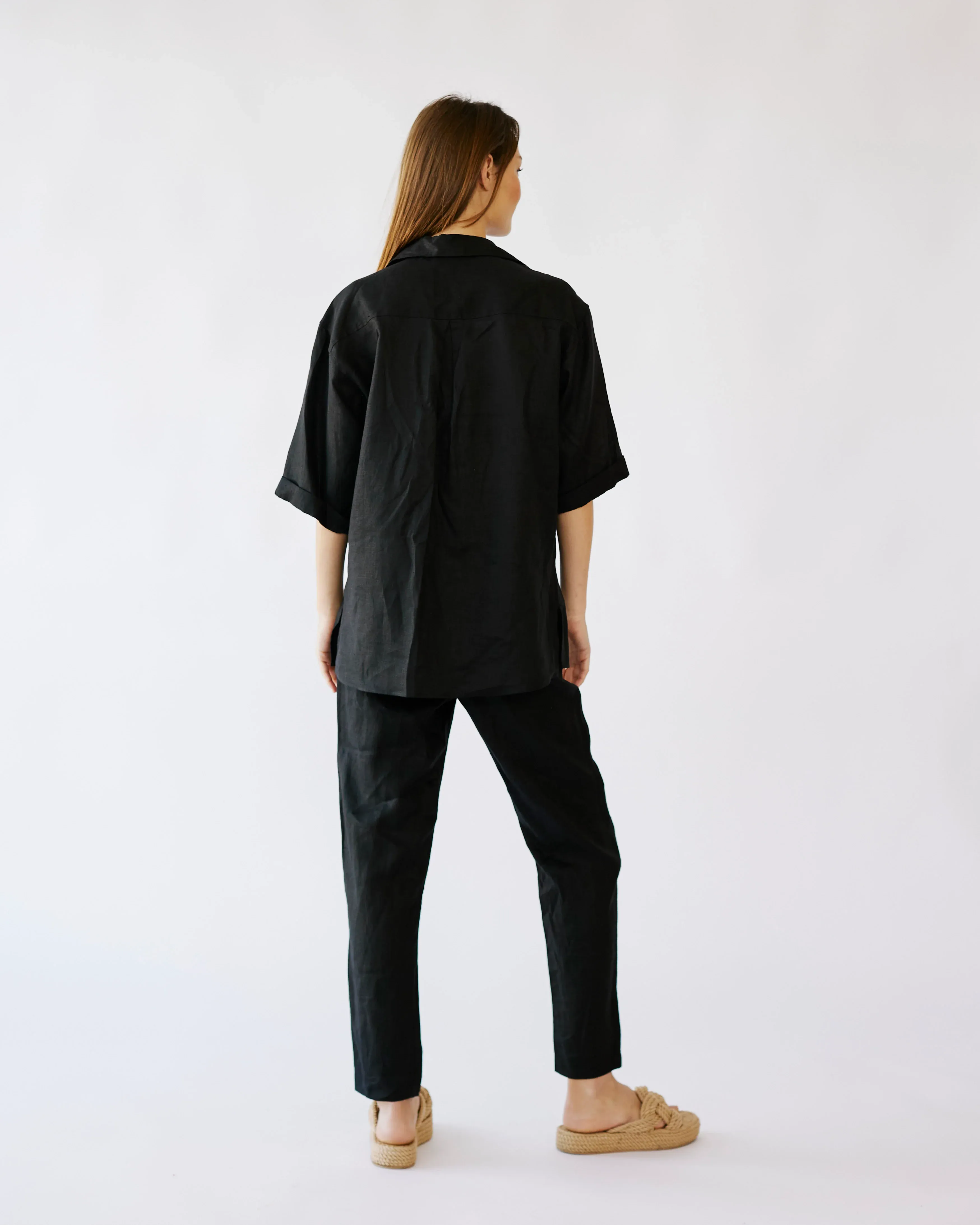 Oversized Linen Shirt in Black