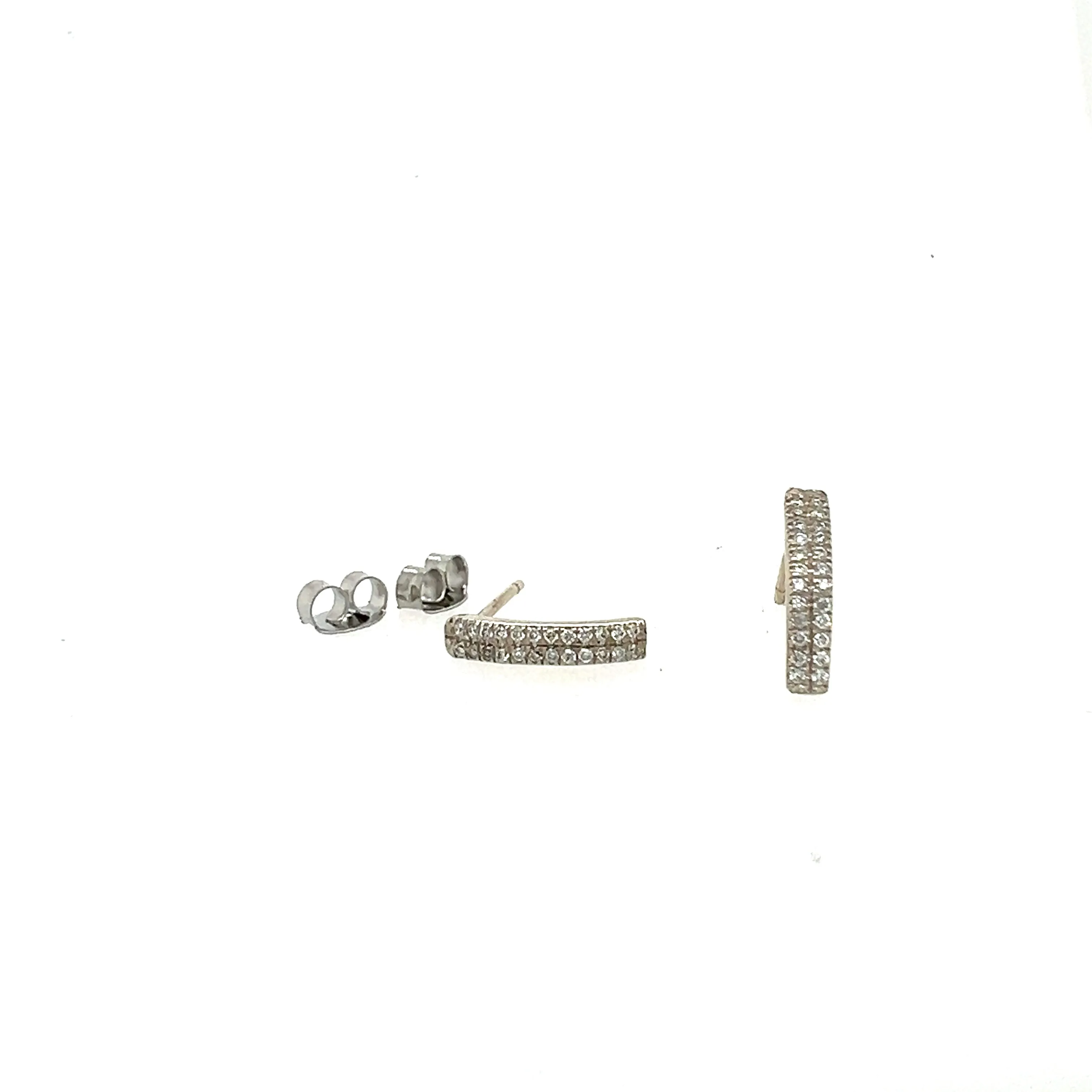 Pave Tuck Studs- Diamonds & 14k White Gold