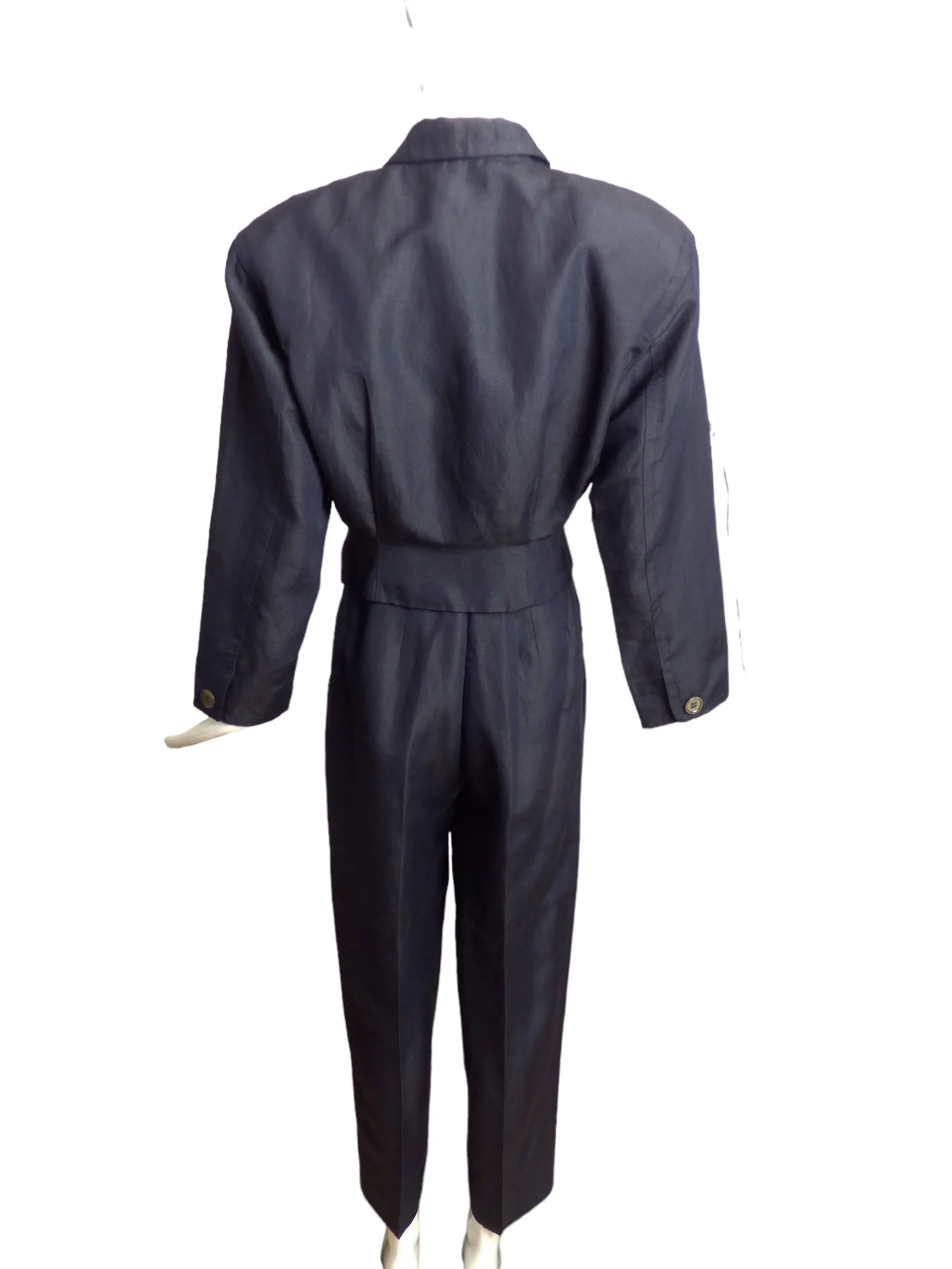 PERRY ELLIS- 1980s 3pc Linen Pant Suit, Size 8