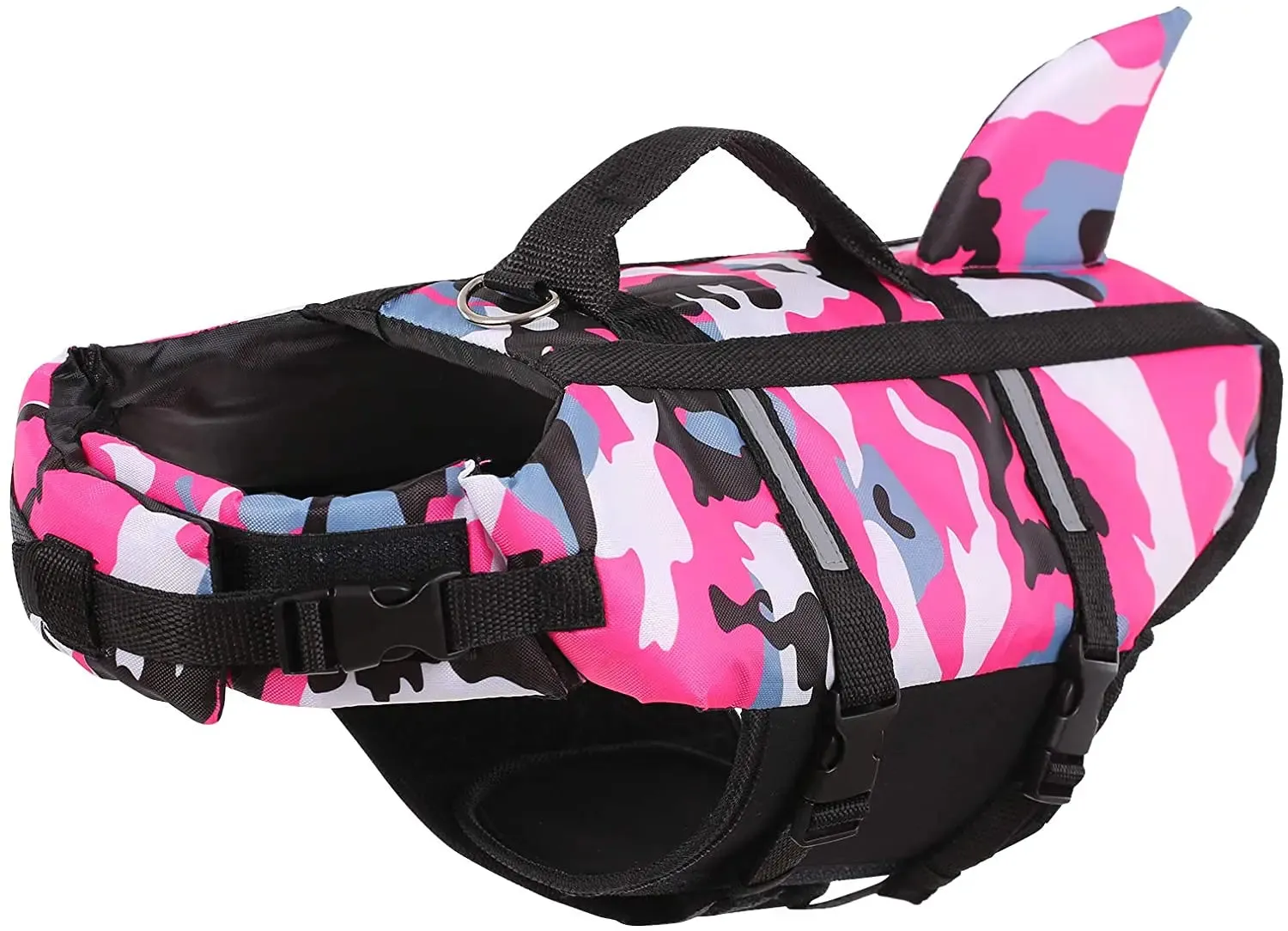 Pet Dog Life Jacket Vest Clothes Life Vest Collar Harness Pet Dog Swimming Summer Swimwear Clothes Camouflage Shark Blue Fuchsia