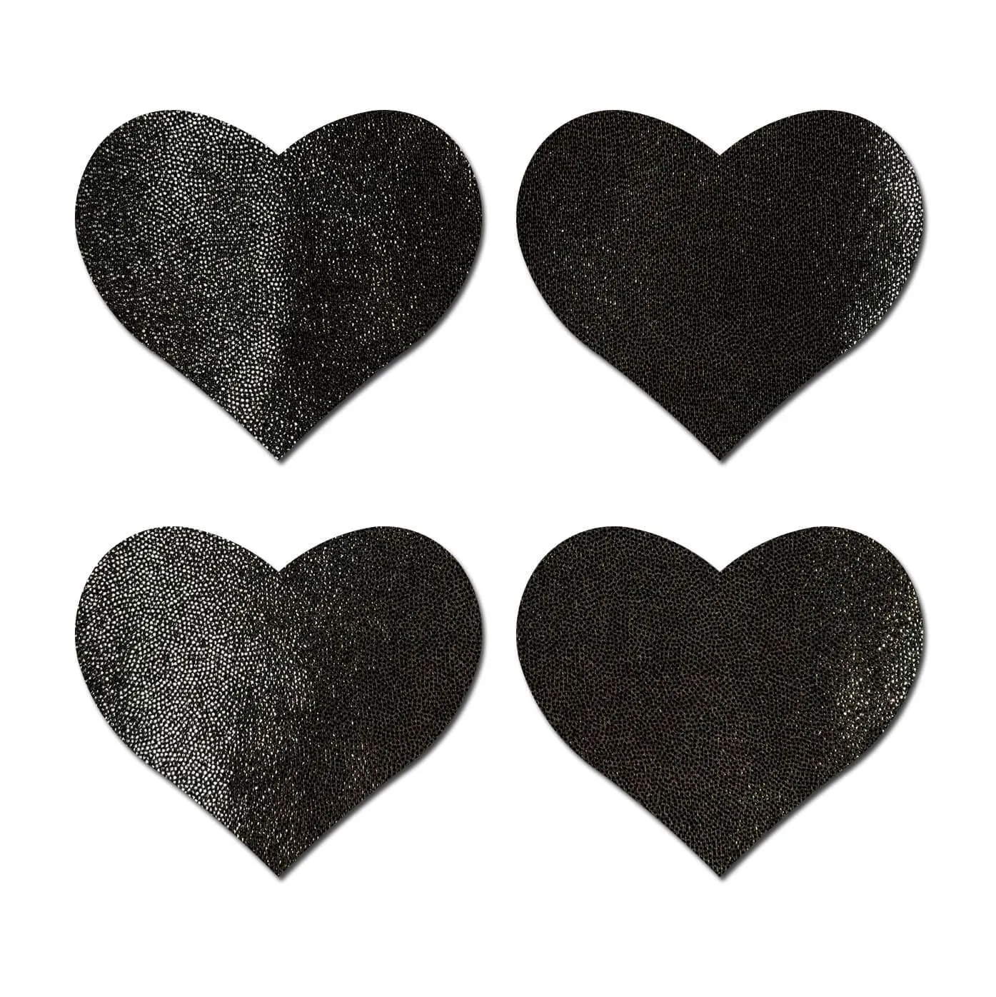 Petites: Two-Pair Small Liquid Black Hearts Nipple Pasties