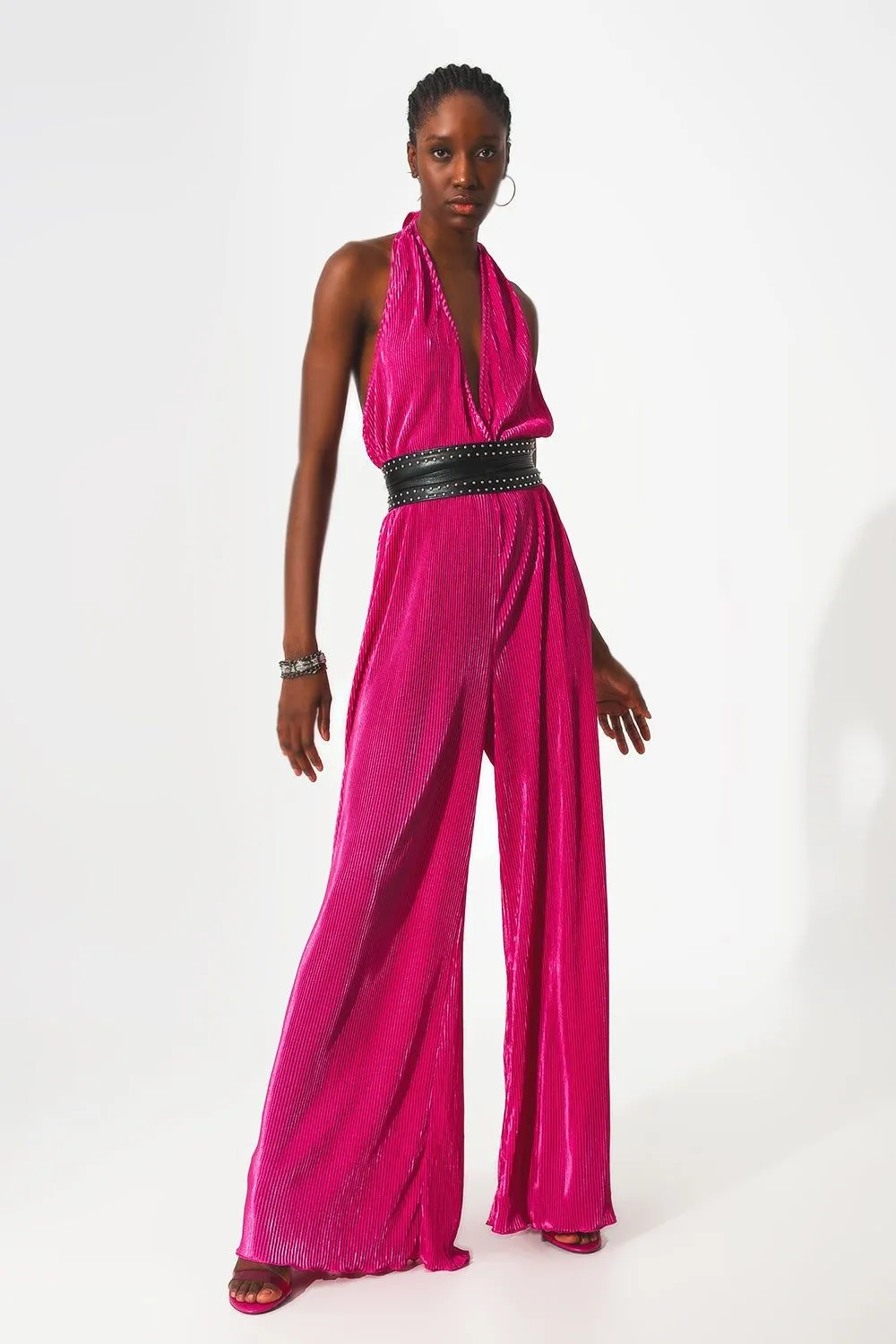 Pink Pleated Jumpsuit