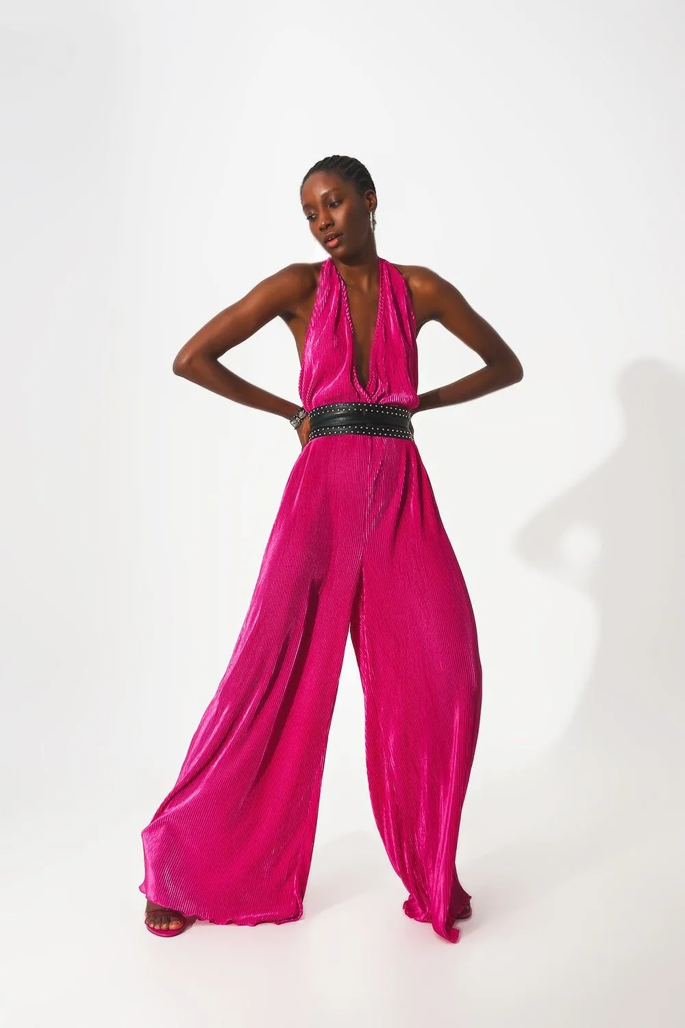 Pink Pleated Jumpsuit