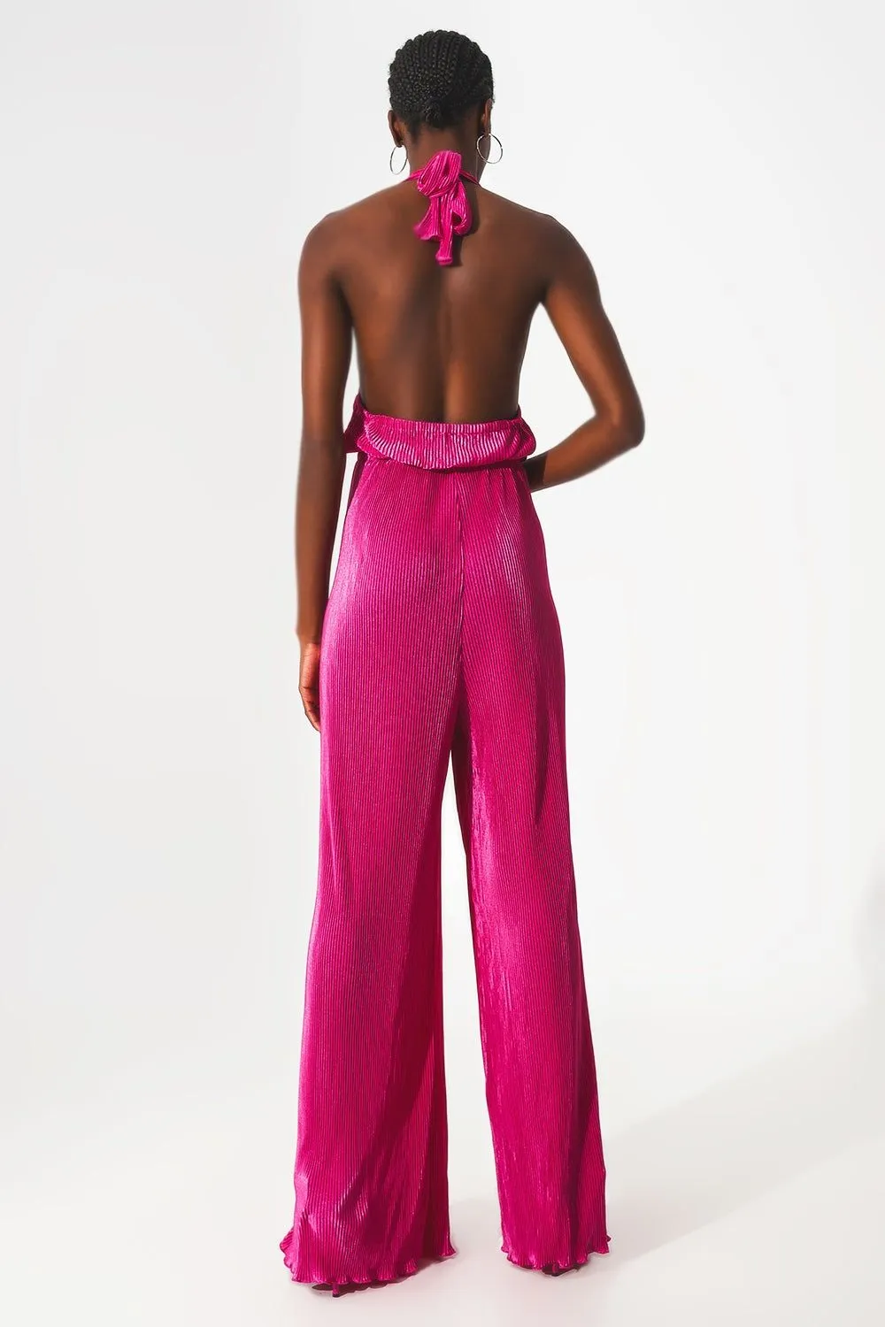 Pink Pleated Jumpsuit