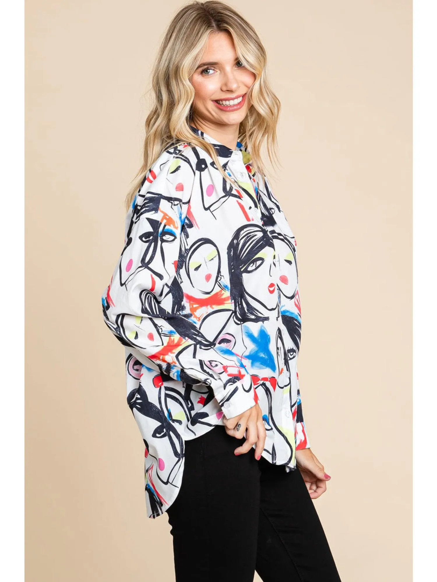 Portrait Print Blouse