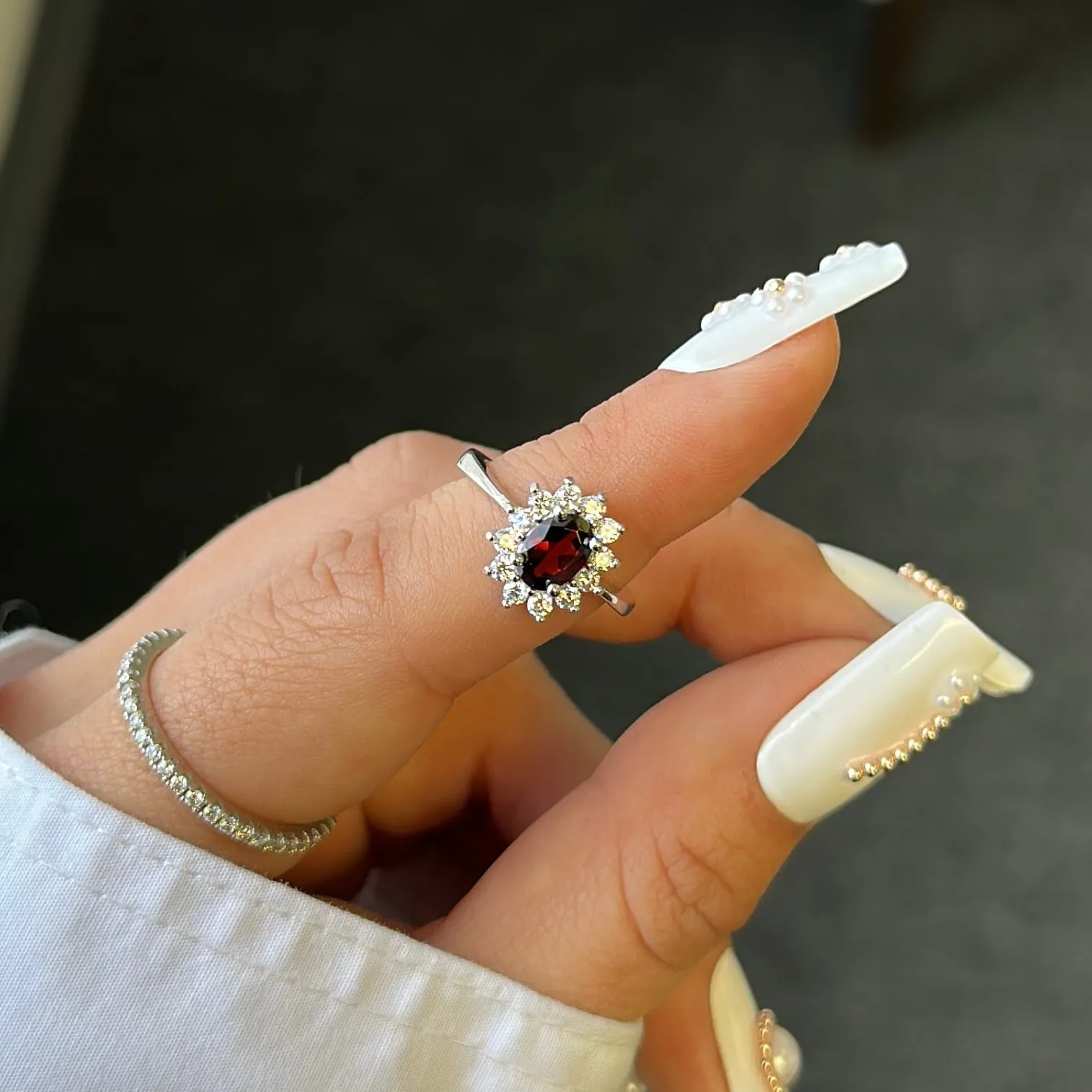 PRINCESS DIANA RED GARNET RING