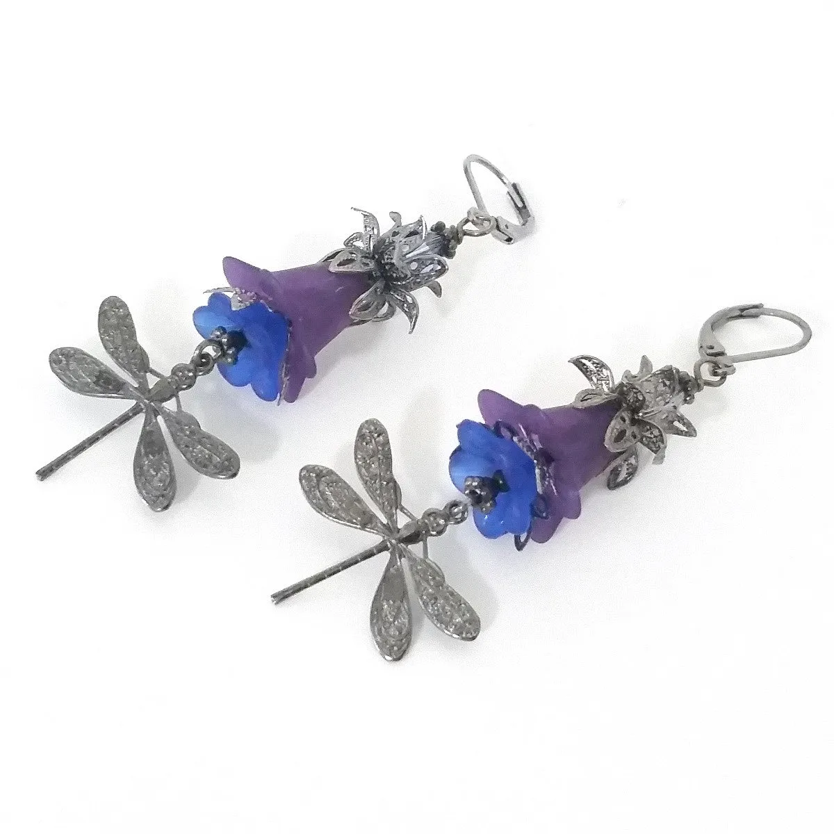 Purple Flower Filigree Dragonfly Earring Kit