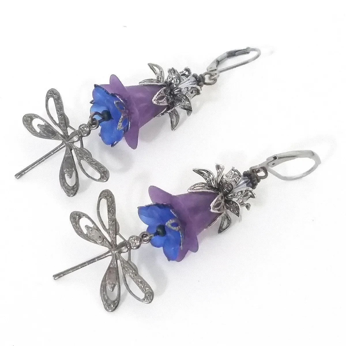 Purple Flower Filigree Dragonfly Earring Kit