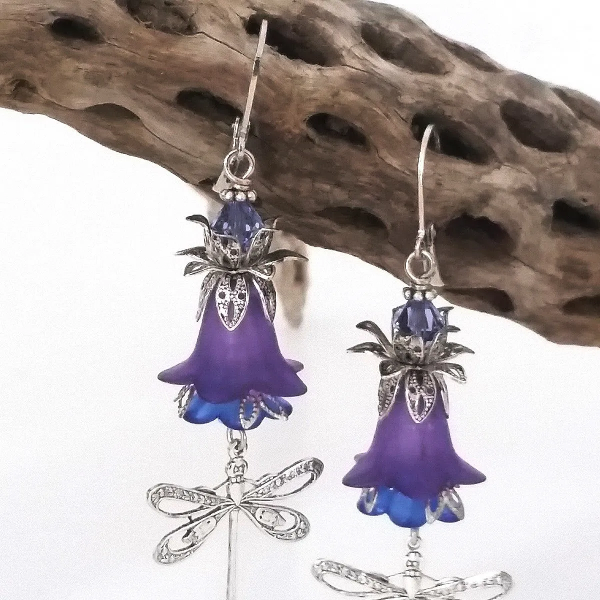 Purple Flower Filigree Dragonfly Earring Kit