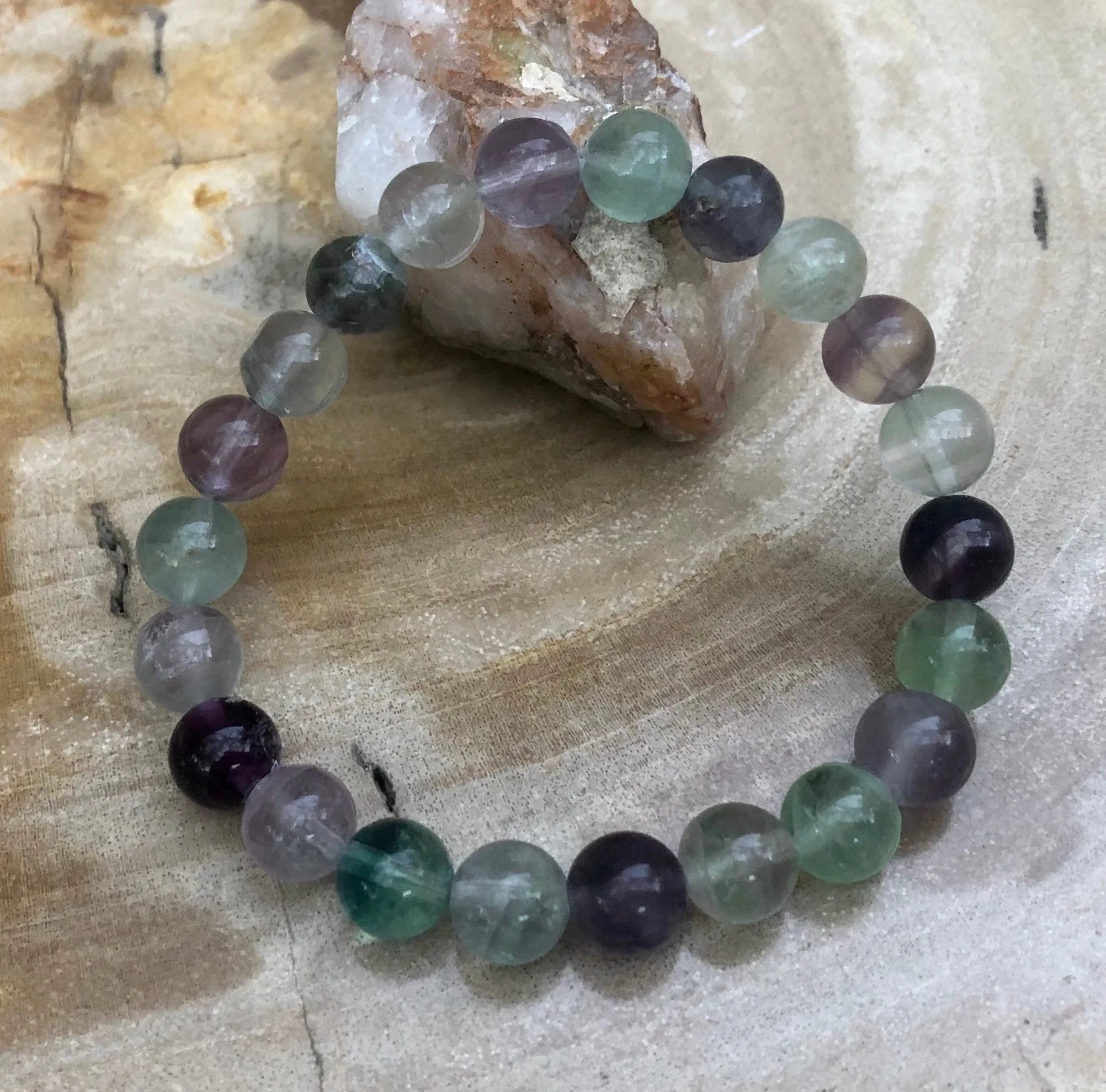 Rainbow Fluorite Stretch Bracelet! Natural & Handmade Jewelry!