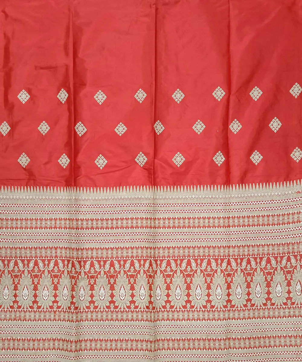 Red grey silk handloom assam mekhela chador