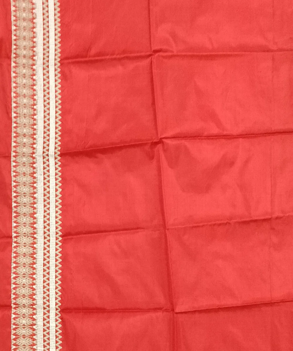 Red grey silk handloom assam mekhela chador