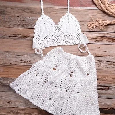 Sadie zweiteiliges Häkel-Strandtop, Boho-Häkel-Strandvertuschung-Set