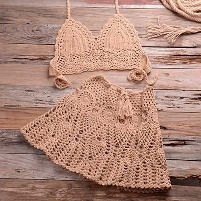 Sadie zweiteiliges Häkel-Strandtop, Boho-Häkel-Strandvertuschung-Set