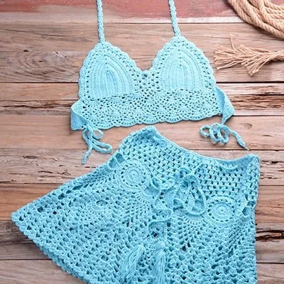 Sadie zweiteiliges Häkel-Strandtop, Boho-Häkel-Strandvertuschung-Set