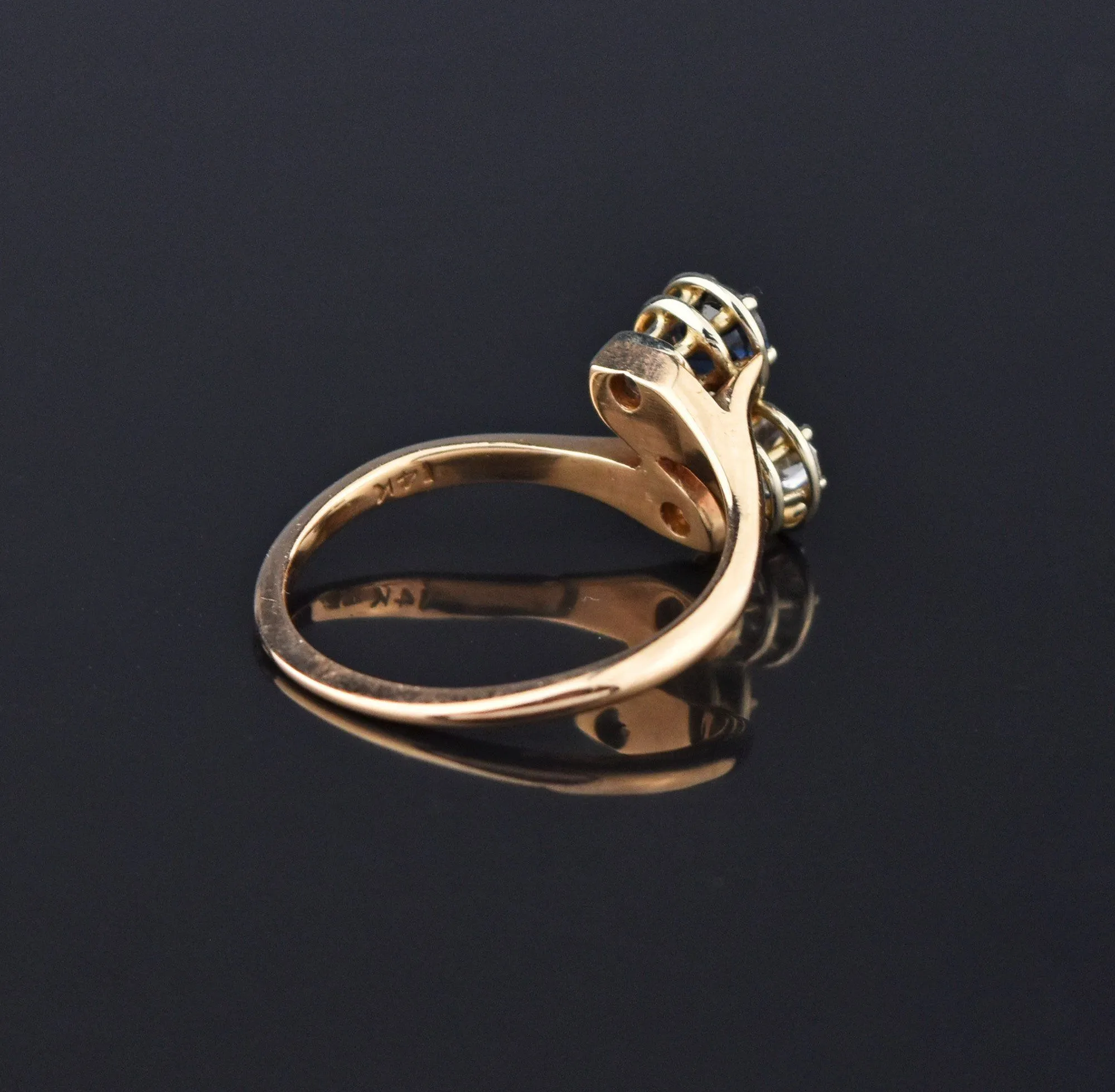 Sapphire and Diamond Toi et Moi Ring in 14K Gold