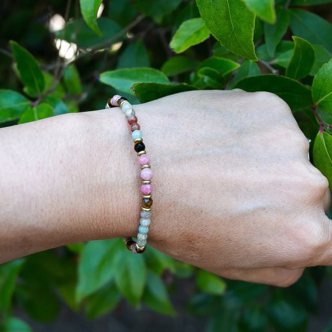 Serpentine and Rhodochrosite Delicate Bracelet