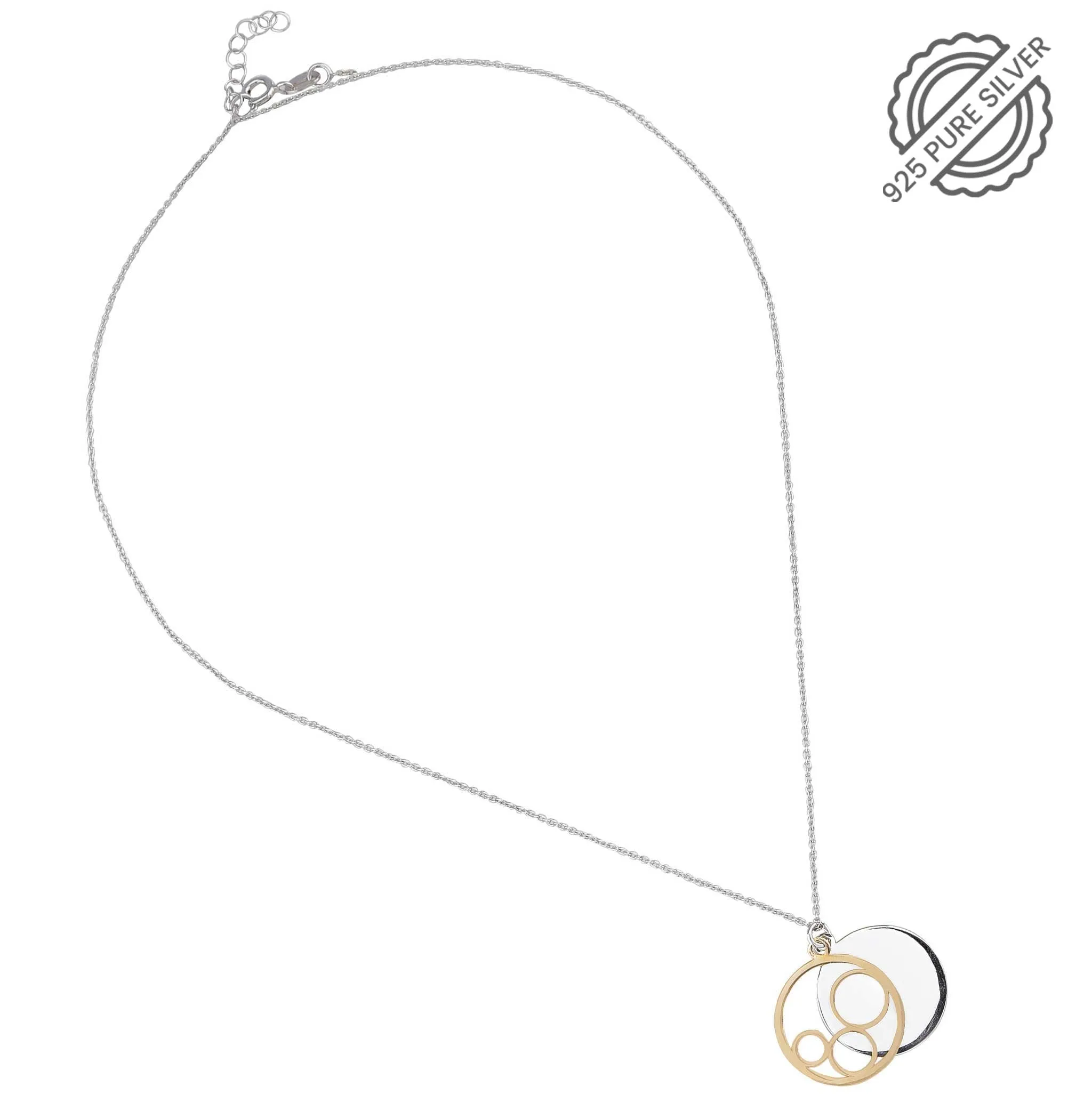 Silver Circular Shaped Pendant Necklace