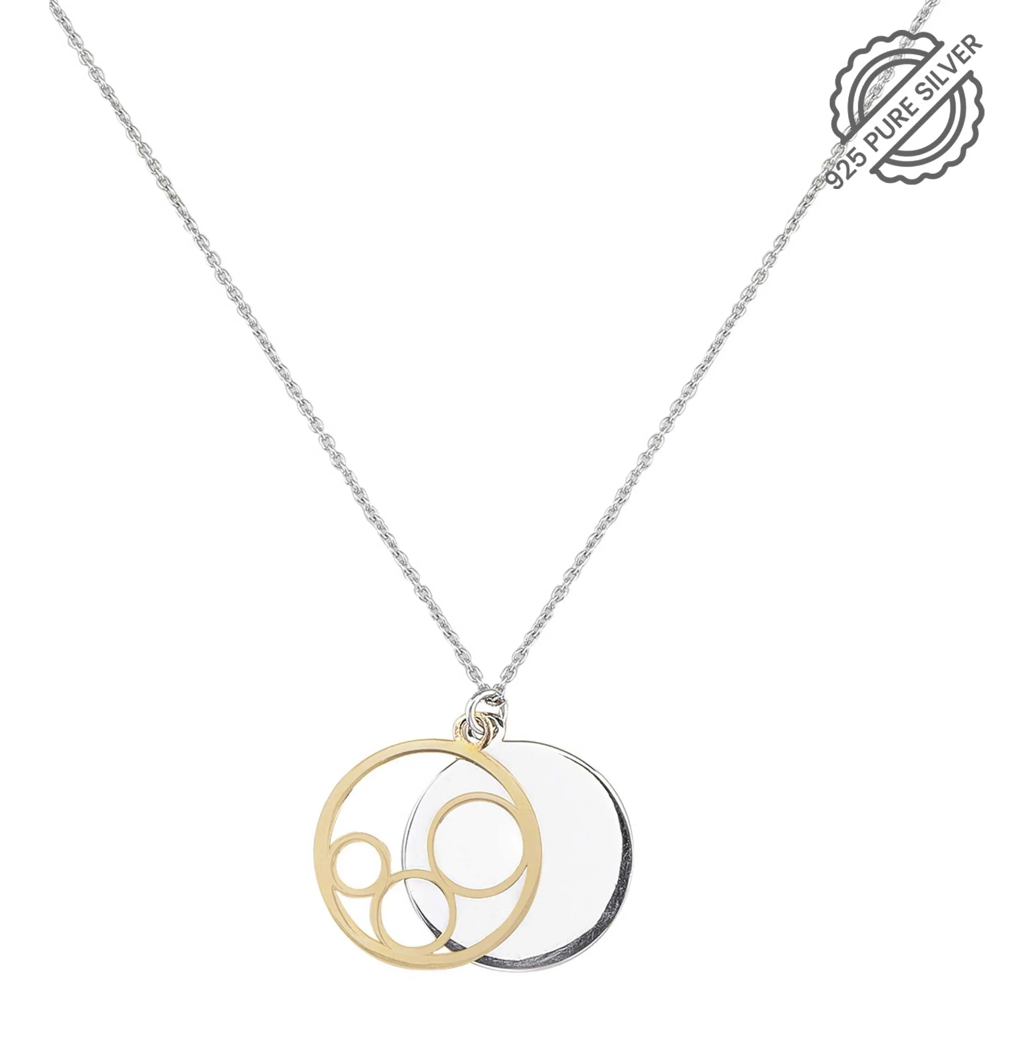 Silver Circular Shaped Pendant Necklace