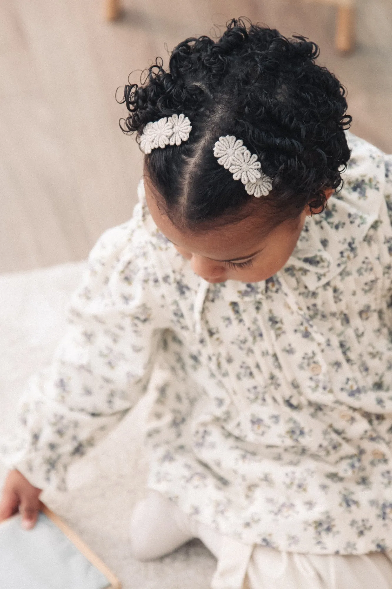 Soft Cotton Cream/Purple Floral Frill Collar Blouse