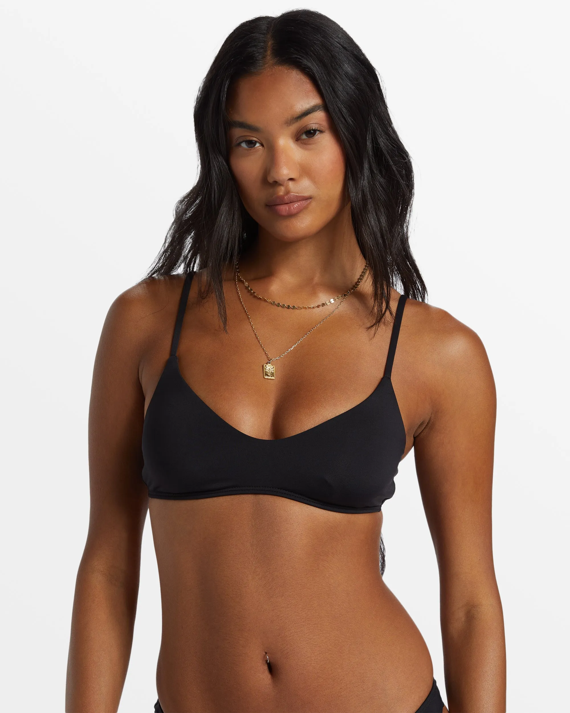 Sol Searcher V Bralette Bikini Top - Black Pebble