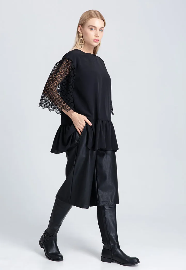 Solid Net Sleeve Top