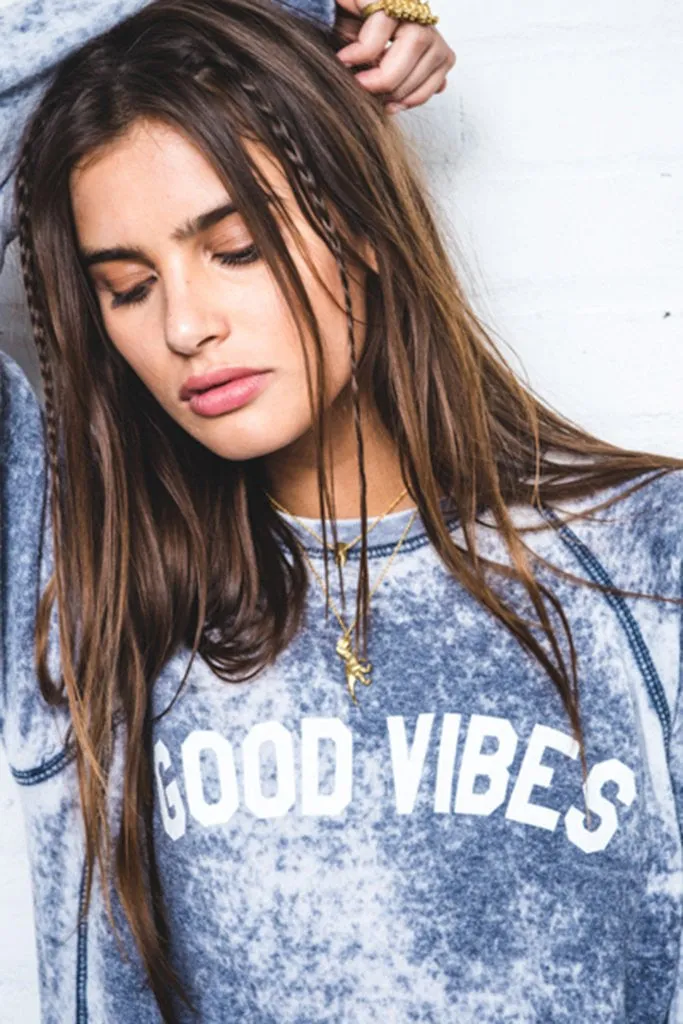 Suburban Riot Good Vibes Burnout Wash Sweatshirt