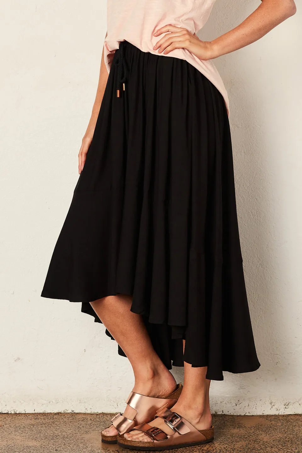 The Full Circle Black Midi Skirt