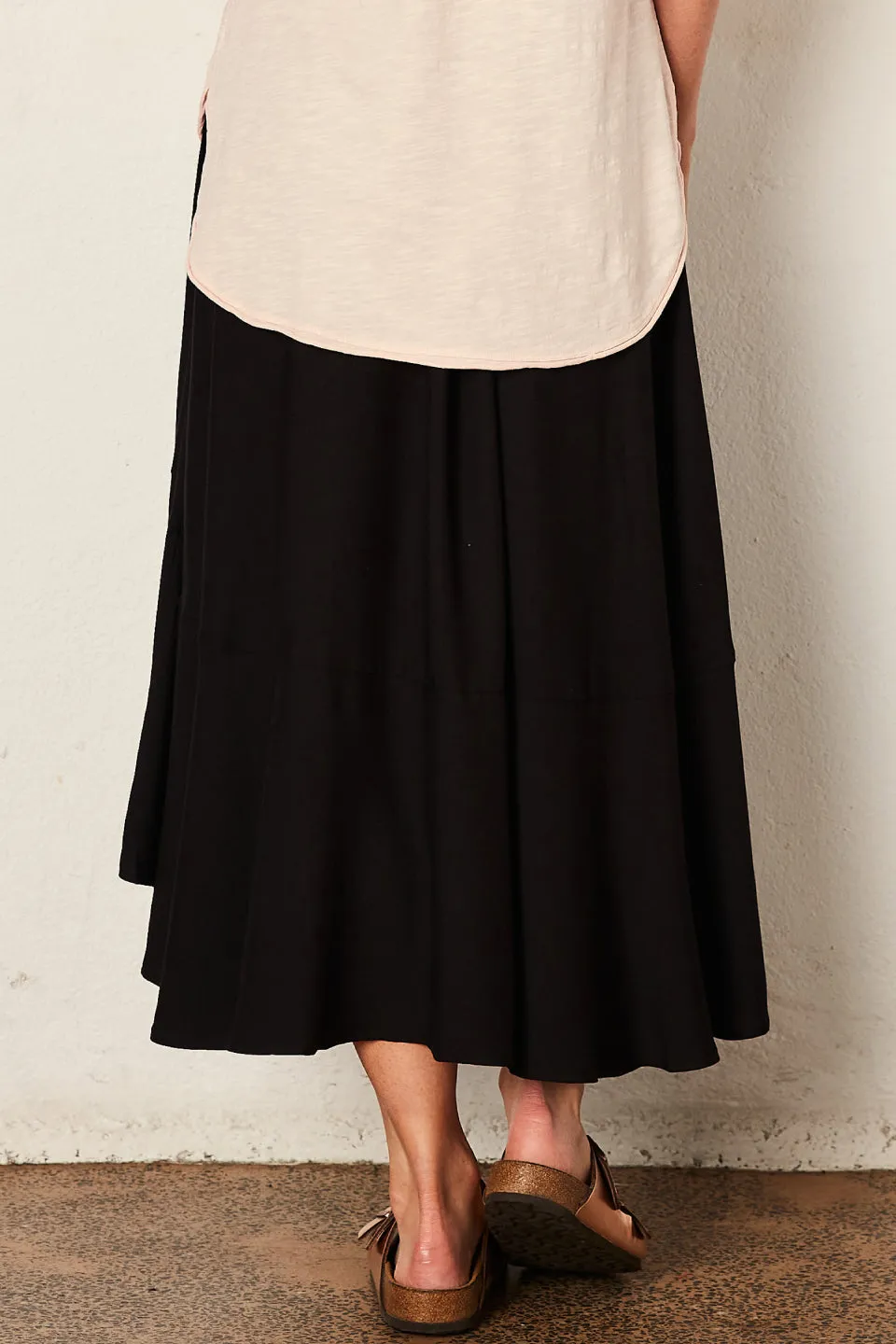 The Full Circle Black Midi Skirt