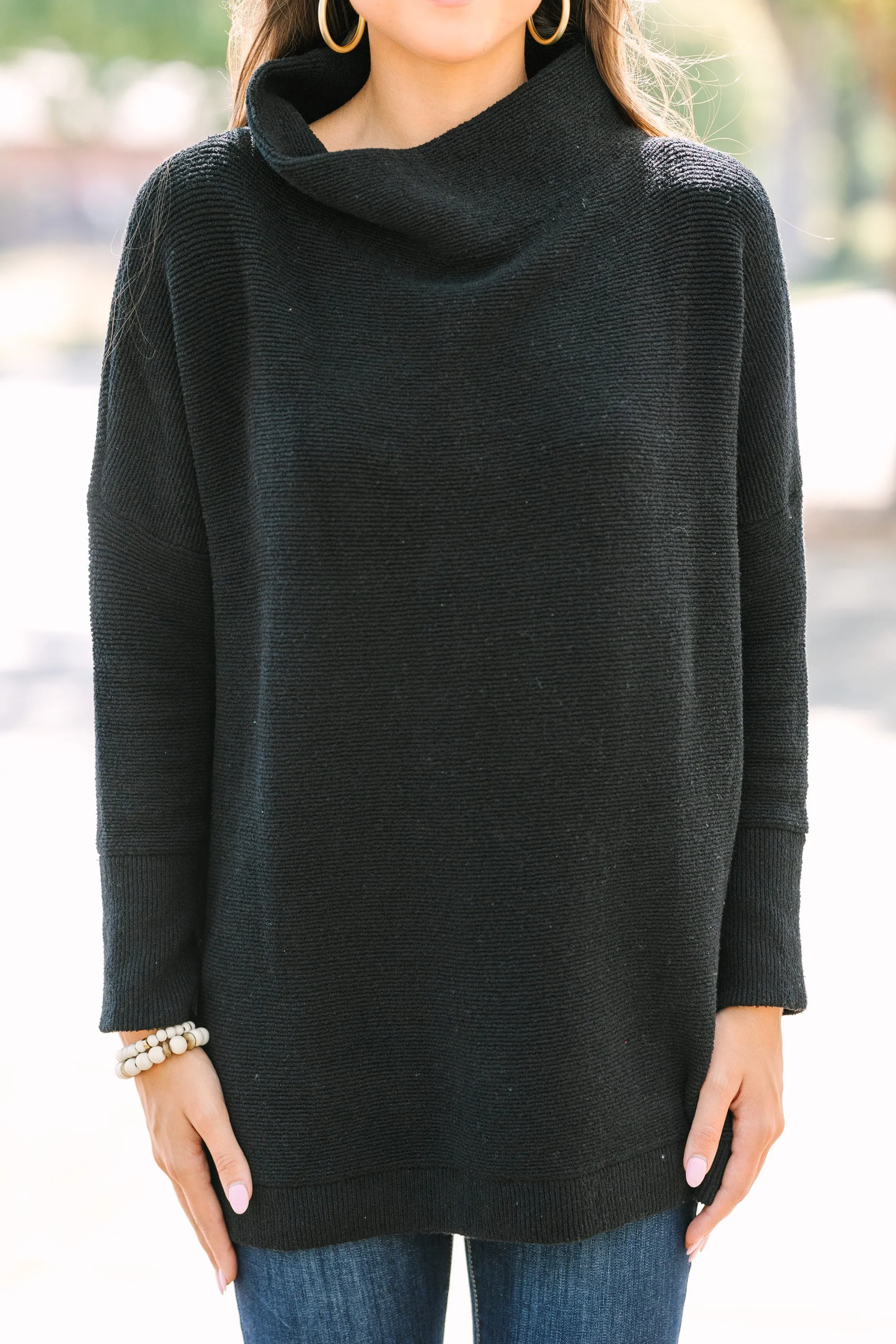 The Slouchy Black Mock Neck Tunic