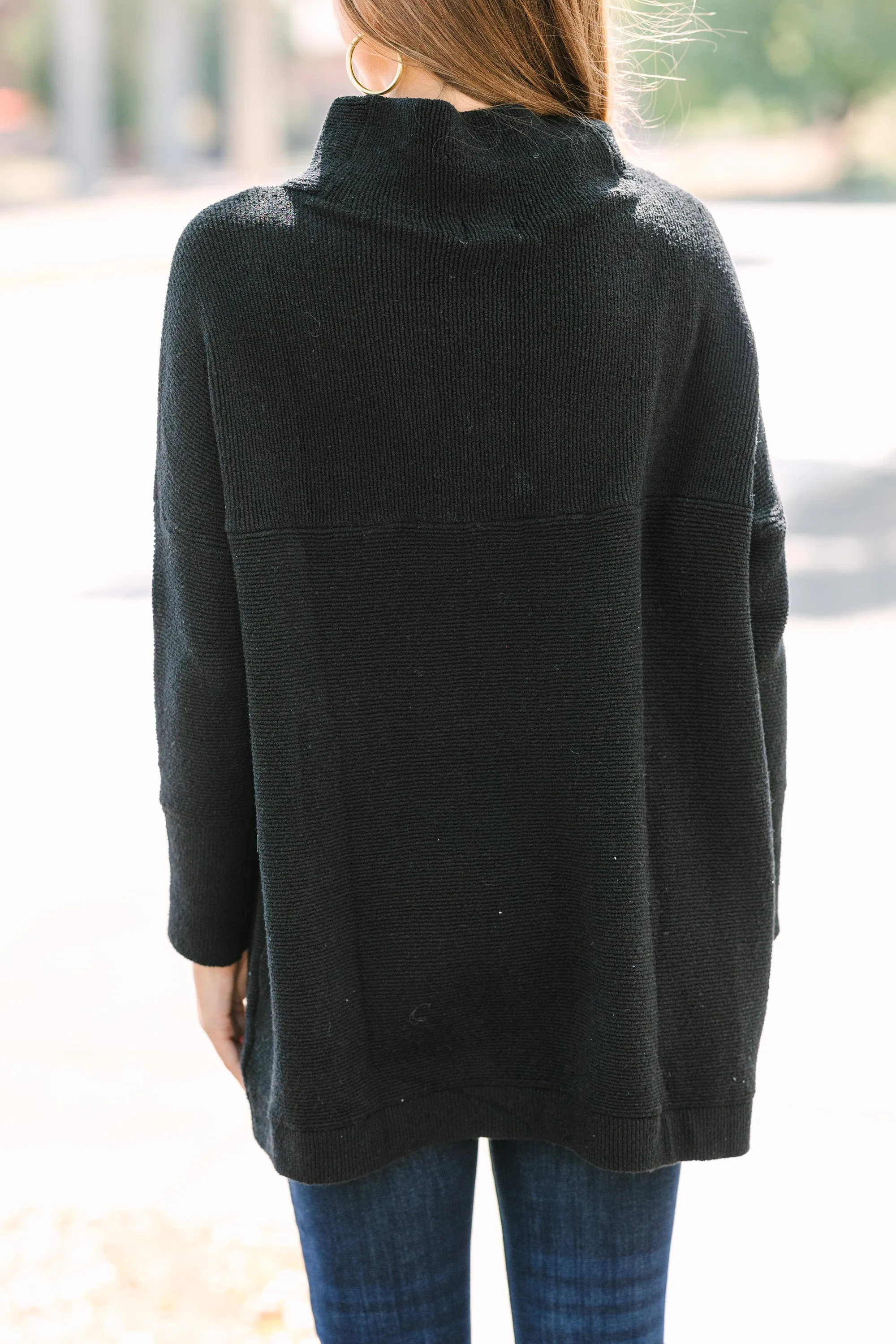 The Slouchy Black Mock Neck Tunic