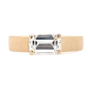 The Statement- Emerald cut diamond & 14k Yellow Gold