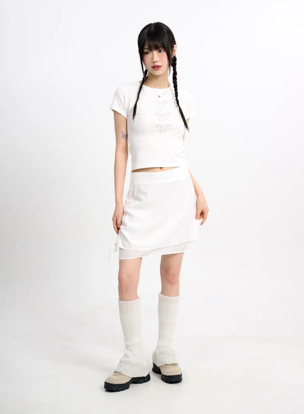 Three Ribbons Cropped Tee CM415