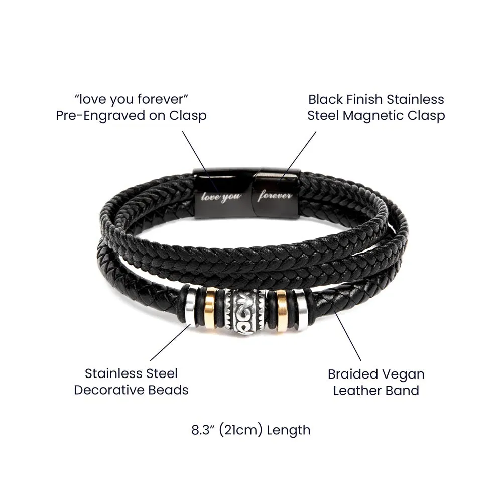 To My Badass Hubby Till Death Do Us Part Braided Vegan Leather Men Bracelet