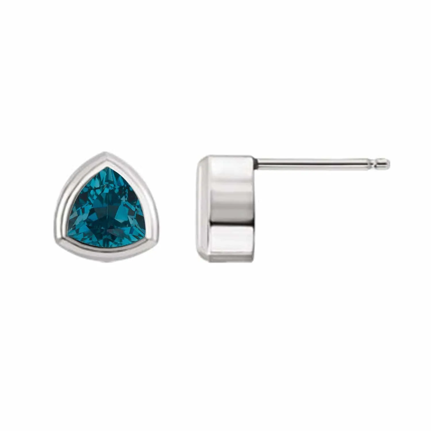 Trillion London Blue Topaz Bezel Set Stud Earrings