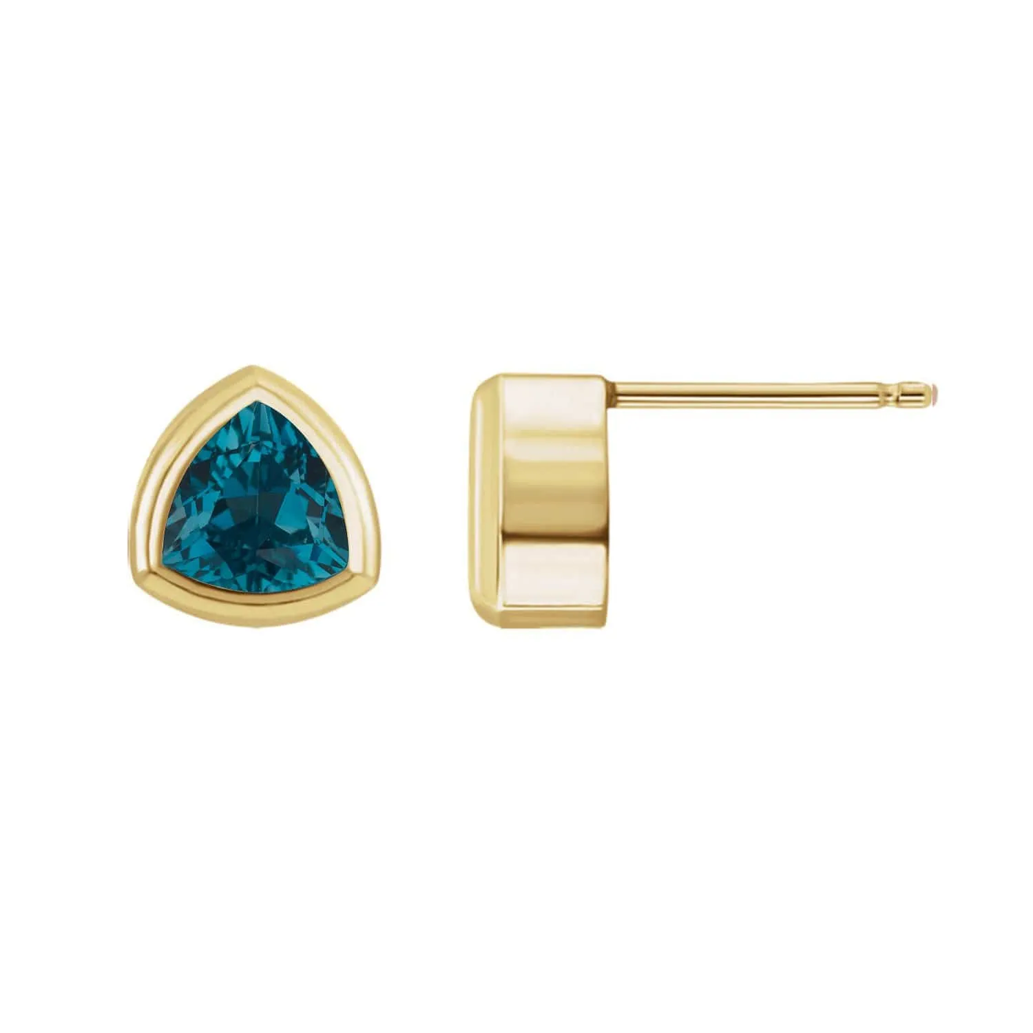 Trillion London Blue Topaz Bezel Set Stud Earrings