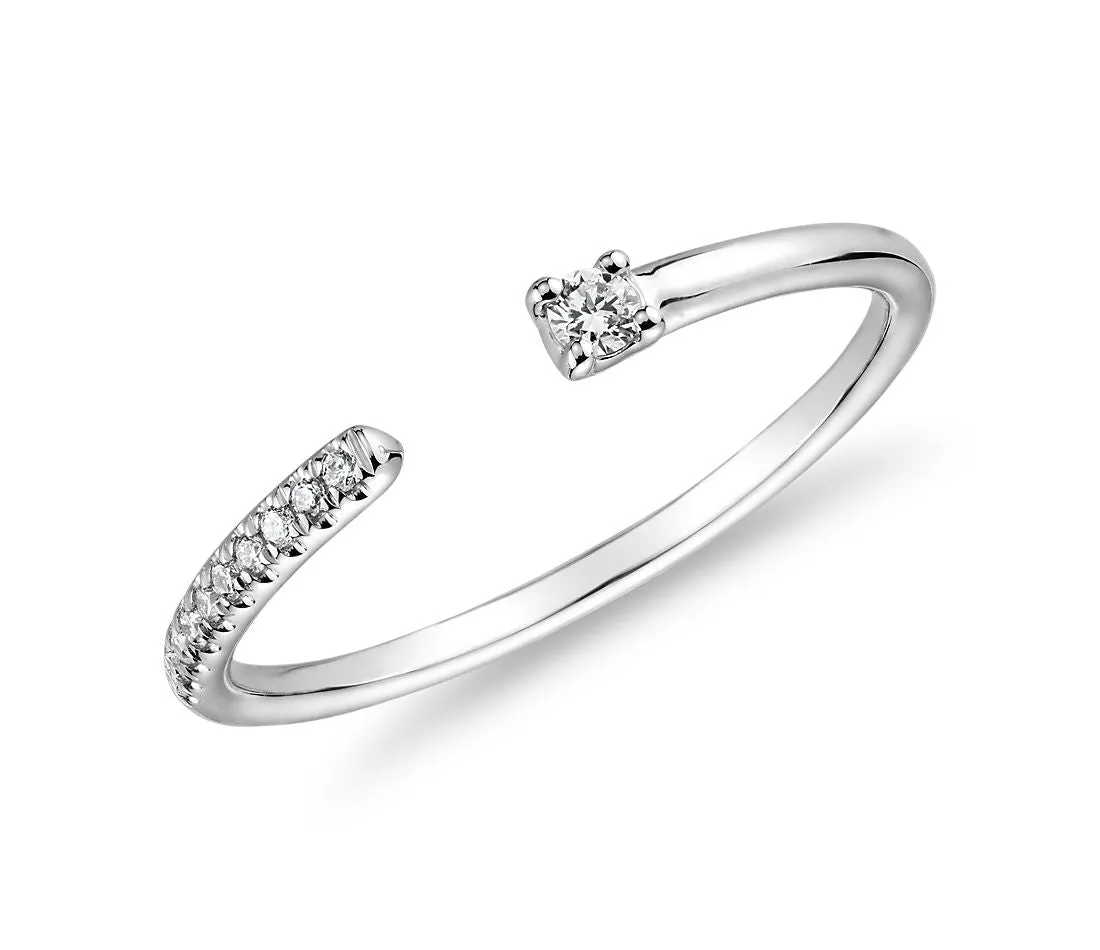 Ultra Mini Diamond Pave Open Stackable Fashion Diamond Ring - LR13