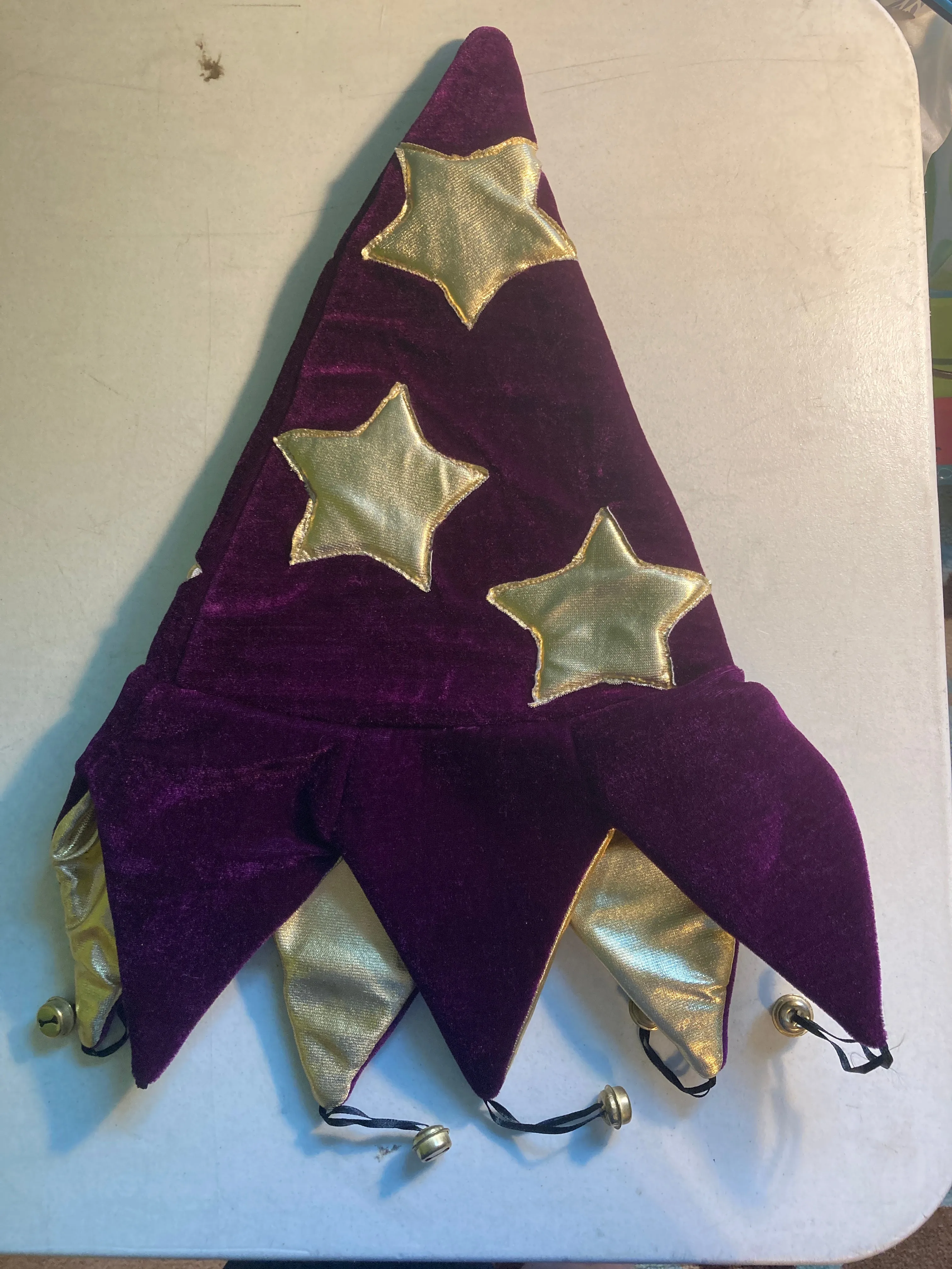 Velvet Purple & Gold Jester Hat for Child