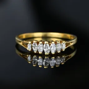 Vintage 14K Gold Seven Stone Marquise Diamond Ring