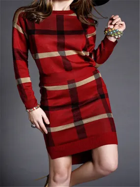 WealFeel Elegant Lady Plaid Package Hip Skirt Suit