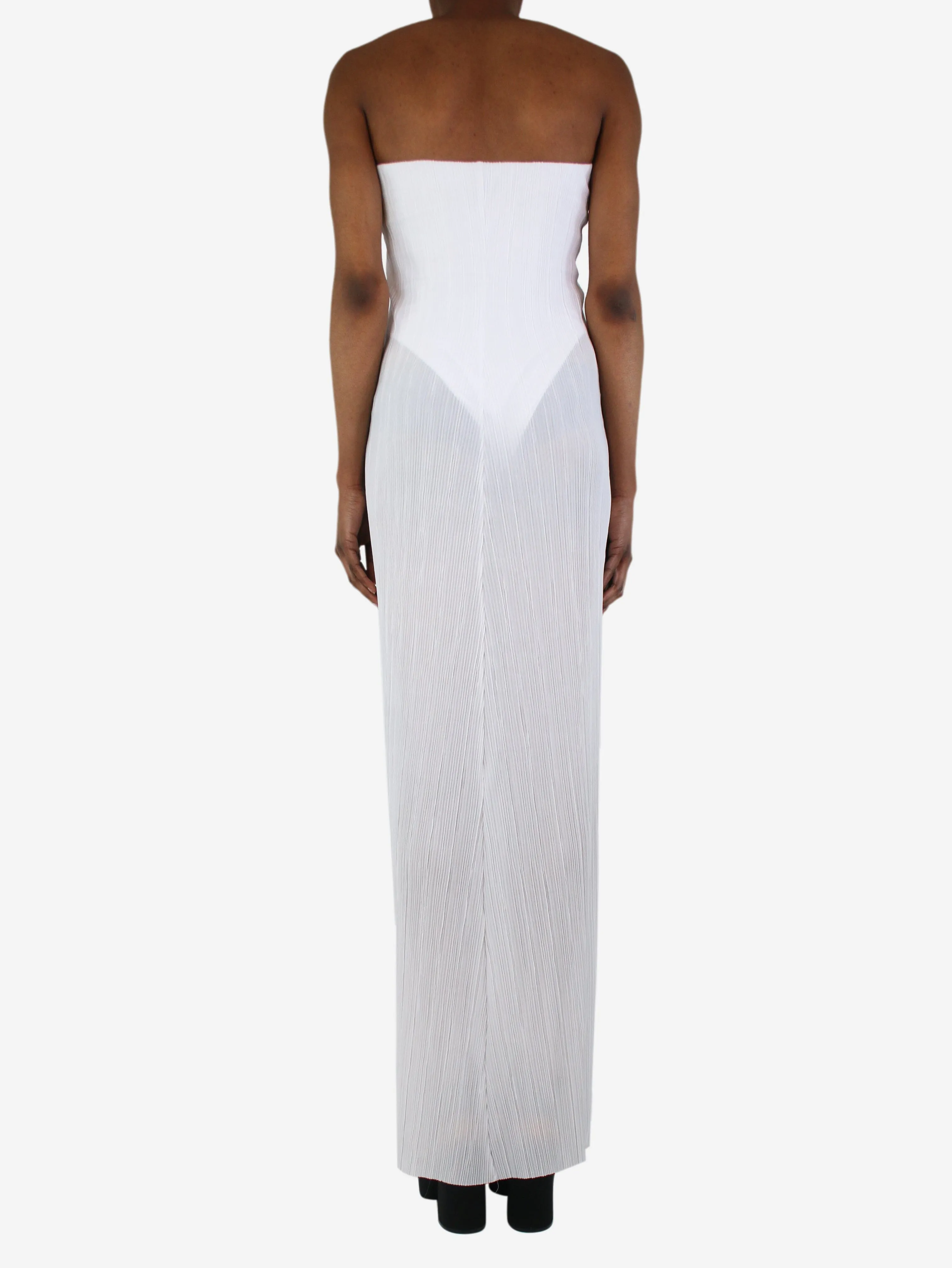 White pleated maxi dress - size UK 8