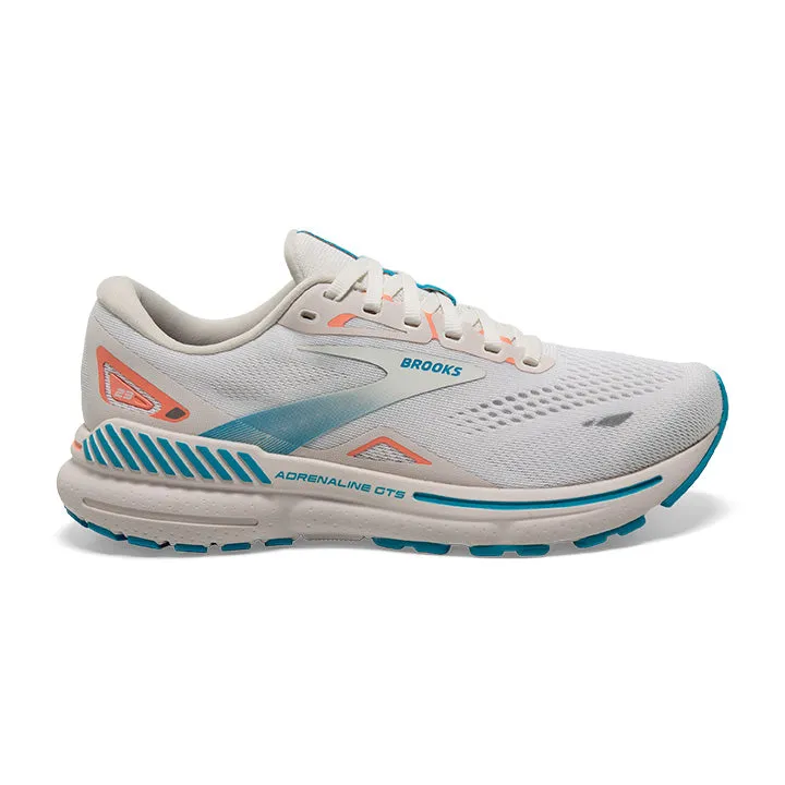 Women's Brooks Adrenaline GTS 23, Coconut/Papaya/Blue, 6.5 B Medium