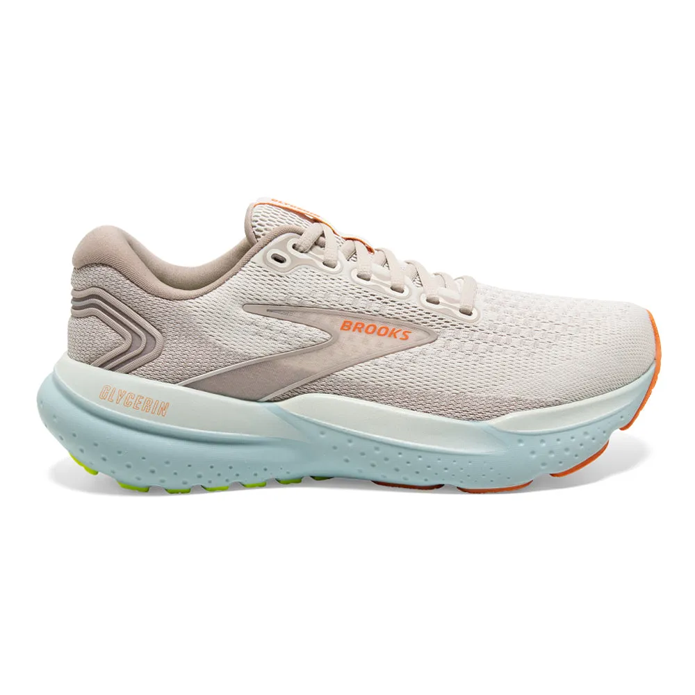 Women's Brooks Glycerin 21, Coconut/Aqua/Autumn Sunset, 9 D Wide