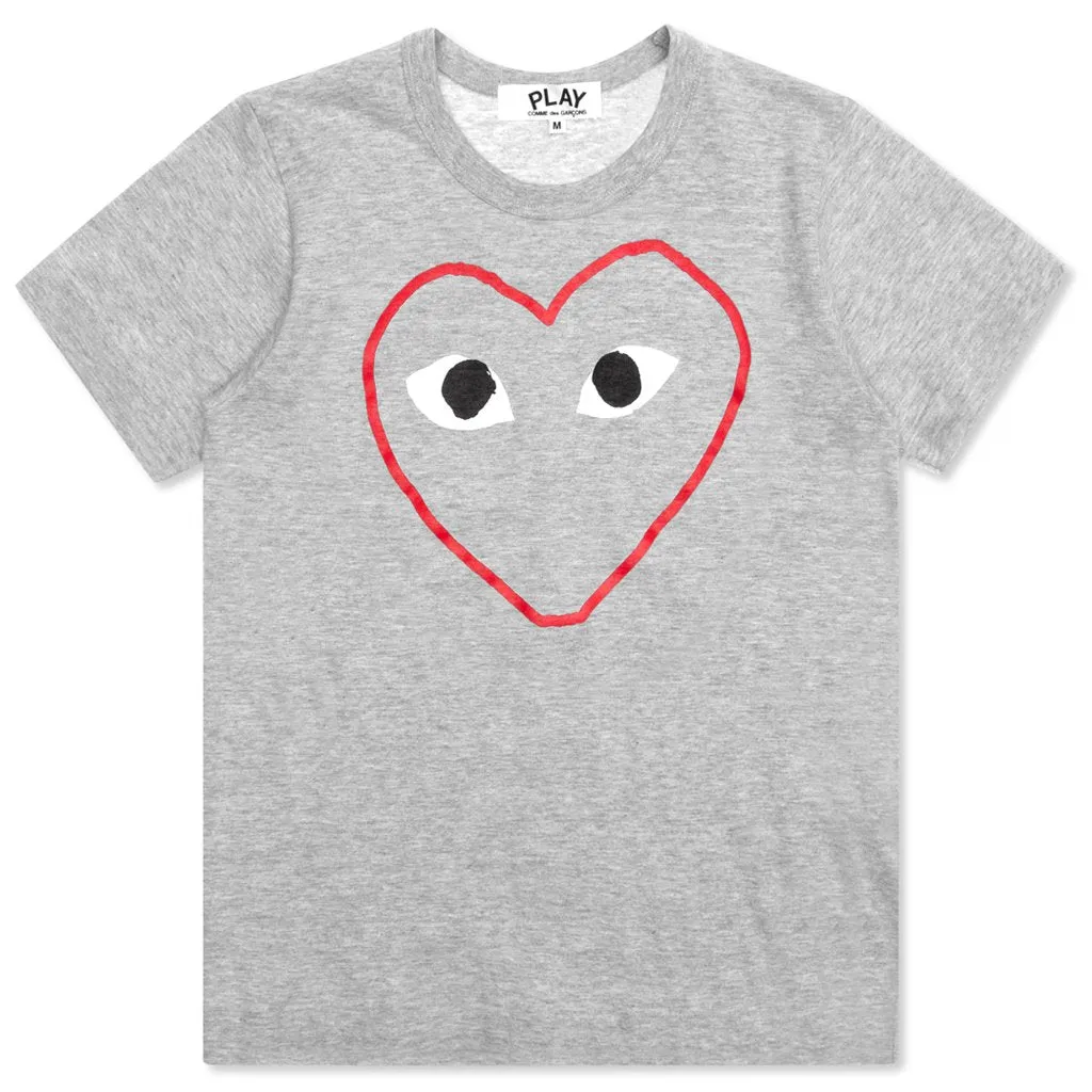 Women's Red Heart Sketch Tee - Grey