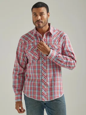 'Wrangler' Men's Fashion Western Plaid Snap Front - Candy Apple Red