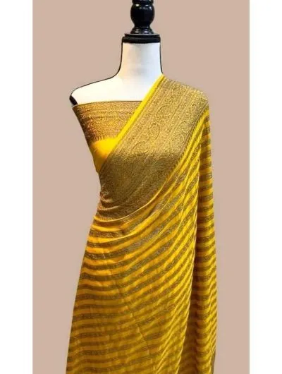 Yellow Soft Khadi Georgette Silk Saree